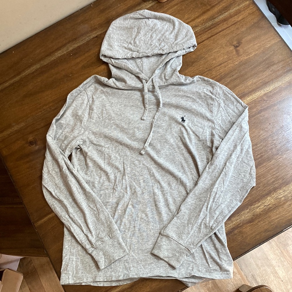 Polo Ralph Lauren Long Sleeved Grey Hooded Tee, Small